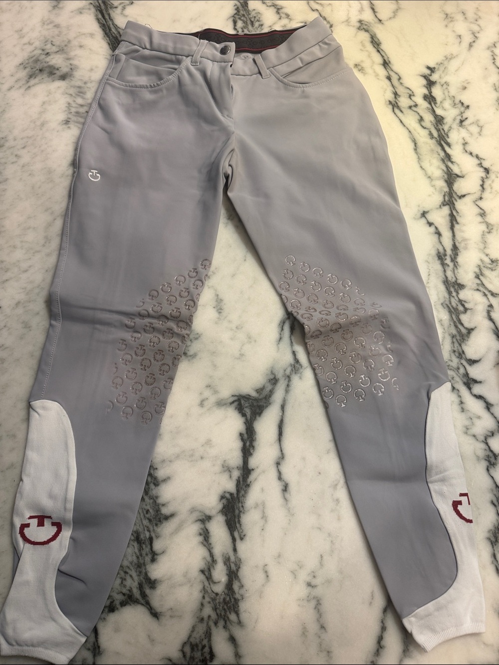 Light Gray Women's Riding Leggings with Silicone Knee Grip